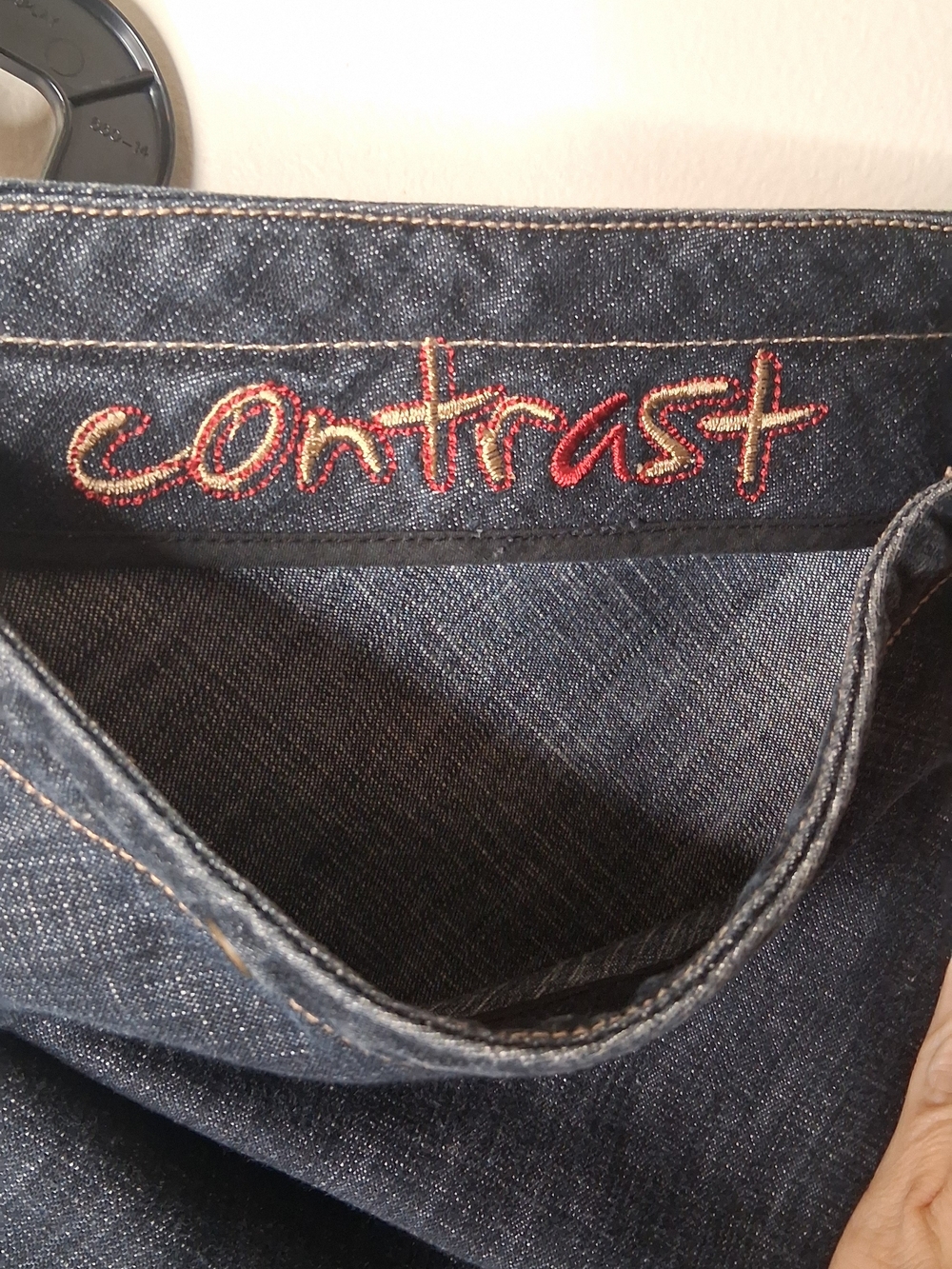 Contrast Y2K Dark Wash Denim Flounce Midi Skirt Size 8 - Picture 6 of 7